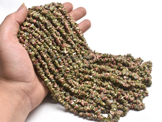 Natural Unakite Uncut Chips Smooth Beads Gemstone 34" Strand Unakite beads, Umakite Uneven Shape tiny raw rough bead For Jewelry making SALE