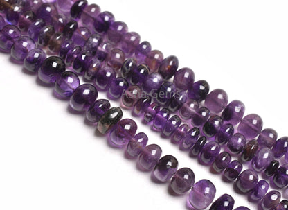 Beautiful Amethyst Smooth Rondelle Shape Beads, Natural Purple Amethyst Plain Handmade Gemstone Loose Beads Amethyst Bead Jewelry Craft SALE