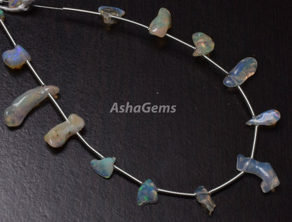 Beautiful Multi Fire Ethiopian Opal Utreated Raw Beads, 9" strand Natural Colorful Fire Ethiopian Opal Uneven Shape Beads, Rock Mineral Opal
