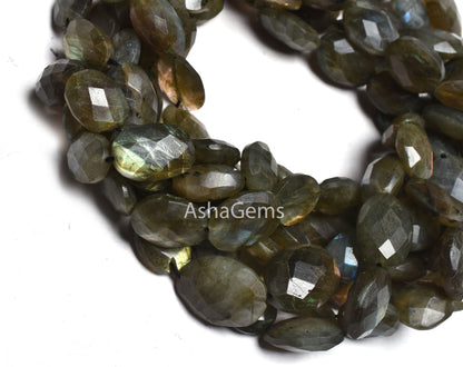 10 inch strand labradorite Oval Beads Faceted, Black rainbow oval Briolette gemstone beads, Labradorite beads Faceted Oval For Necklace Sale