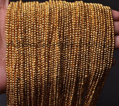 13" Strand Beautiful Natural Golden Pyrite Coated Micro Cut Rondelle Faceted Gemstone Beads,2.2mm AAA Quality pyrite bead Jewelry Craft SALE