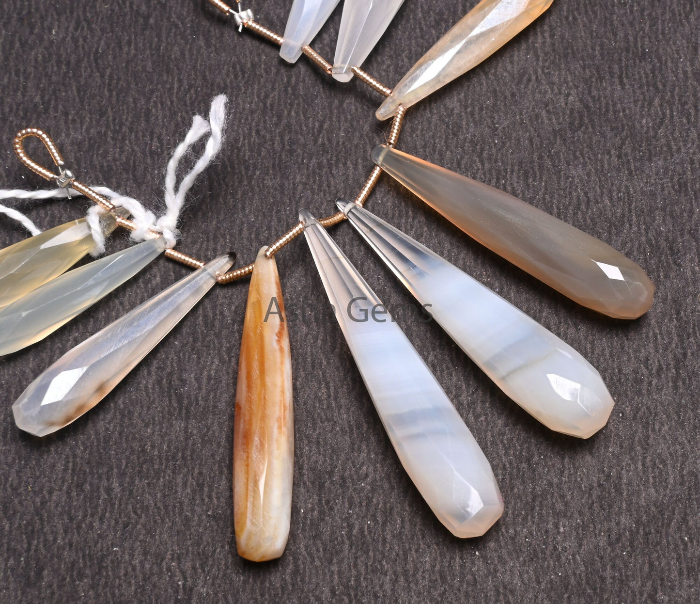 Beautiful Multi White Grey Chalcedony Silver Coated Drop Beads, Fine Chalcedony Faceted Fancy Long Pencil Teardrop Gemstone Beads Jewelry