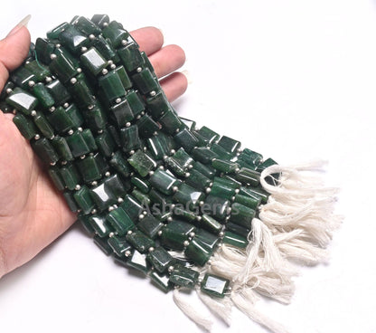 Beautiful dark Green Quartz Fancy Chicklet Handmade Beads, Fine Green Quartz Rectangle Shape Straight Drill Gemstone Loose Bead Jewelry SALE