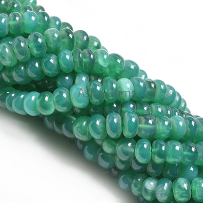 Green Onyx Smooth Rondelle Shape Beads,12.5" Strand Onyx Plain handmade Gemstone Loose Beads, green Onyx Beads For Jewelry Making Craft SALE