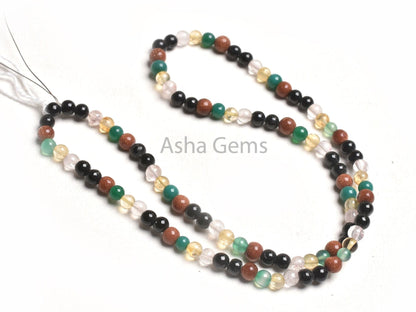 4-4.5 mm Multi Color Stone Smooth round Shape Beads, Mix Color Shaded Gemstone Plain Round Ball Beads,15.5" Disco Bead Jewelry Necklace SALE