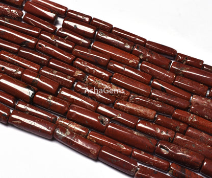 Natural Red Jasper Pipe Shape Gemstone Beads Beautiful Red Jasper Smooth Handmade Tube Shape Briolette Beads For Jewelry Making Crafts SALE