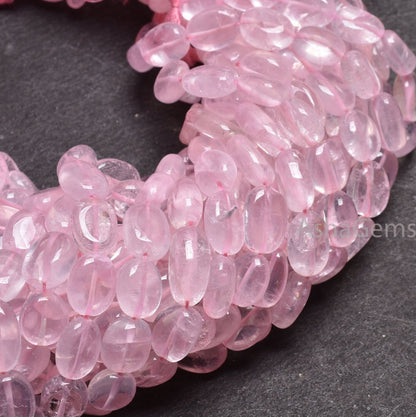 Natural Rose Quartz Smooth Oval Gemstone Beads,12" Strand Pink rose Quartz Plain Handmade Uneven Oval Shape Loose Beads Jewelry Crafts SALE