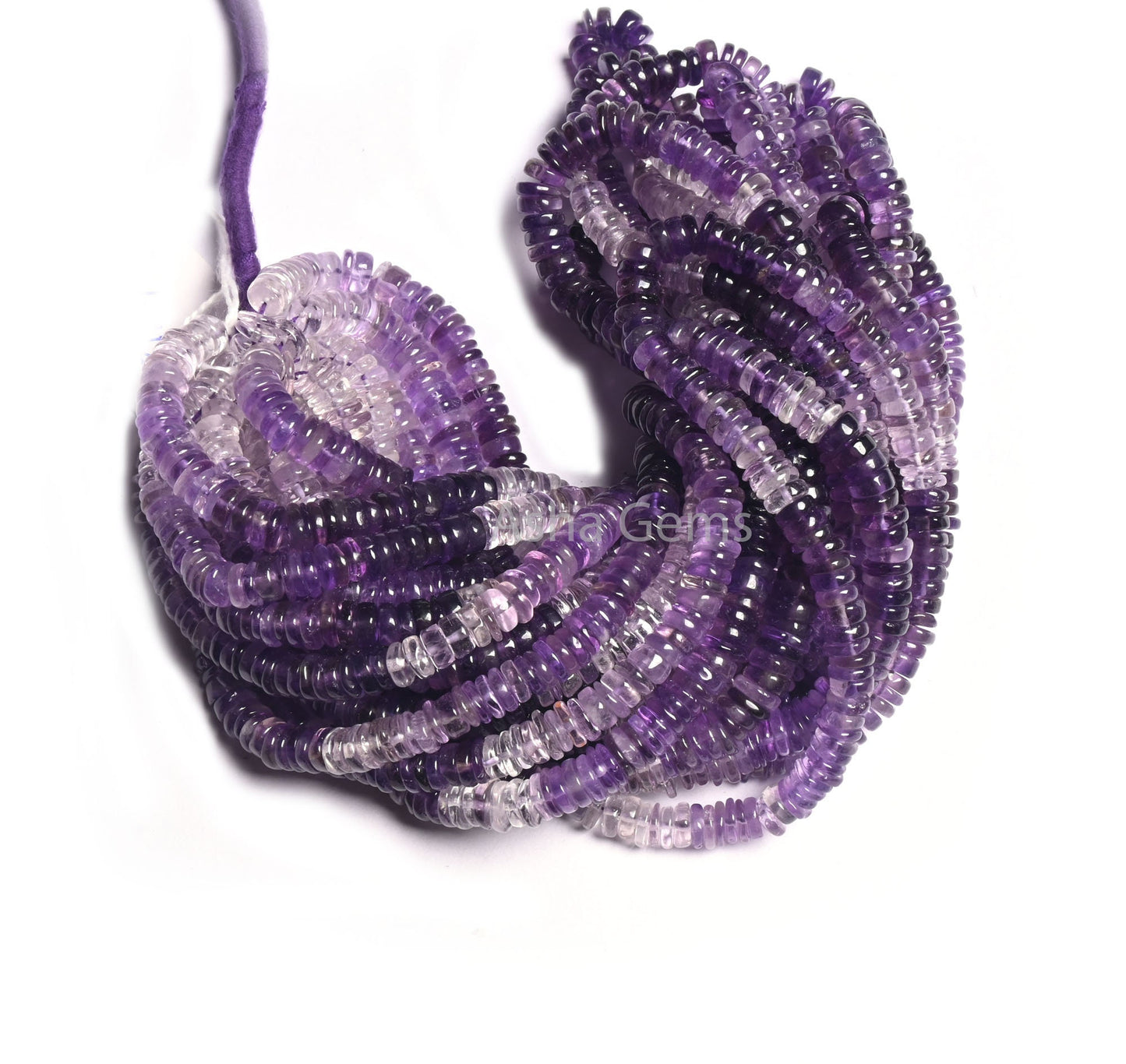 Natural Amethyst Smooth Flat Tyre Shape Gemstone Beads, AAA Shaded Purple Amethyst Handmade Heishi Tyre Beads, Amethyst Wheel Beads Jewelry
