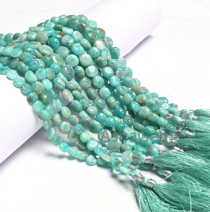 Beautiful Blue Amazonite Smooth Coin Gemstone Loose Beads, natural Blue Amazonite Coin Plain Handmade Straight Drill Bead Jewelry Craft SALE