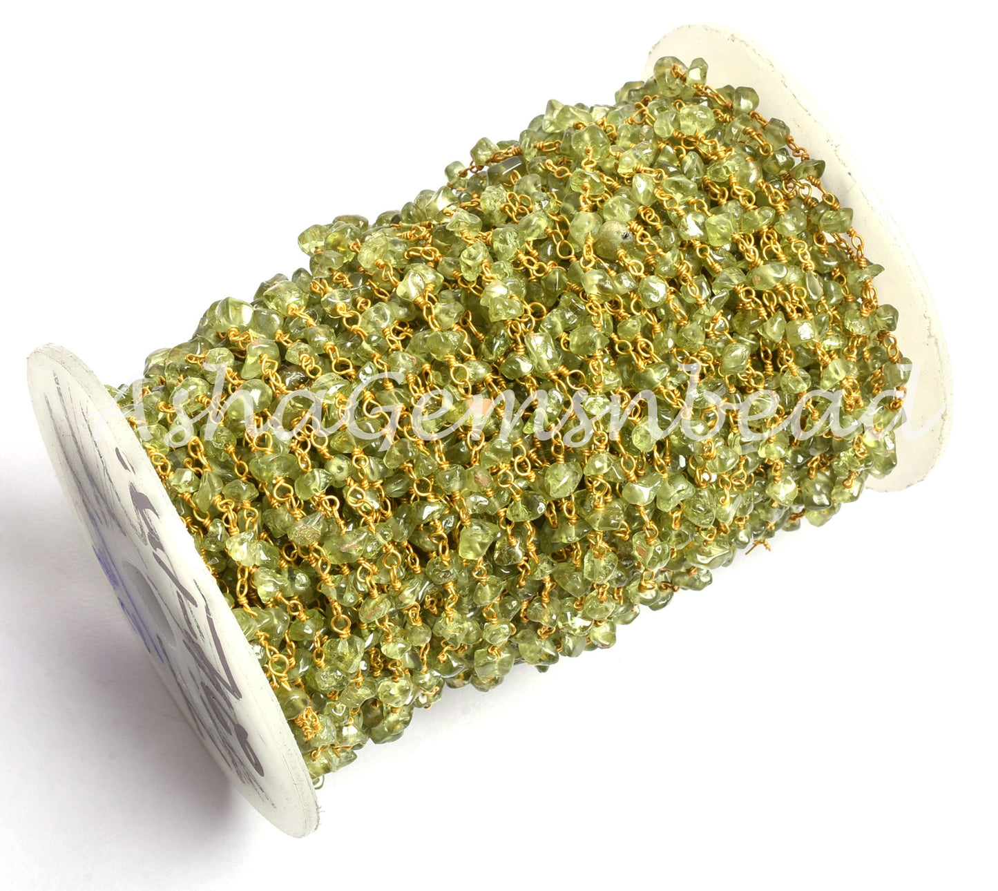 3,5,10,25 Feet Chain, Natural Green Peridot Uncut Chip Beads rosary Chain Gold Plated Wire Bulk Roll Smooth Gemstone Beaded Rosary Chain
