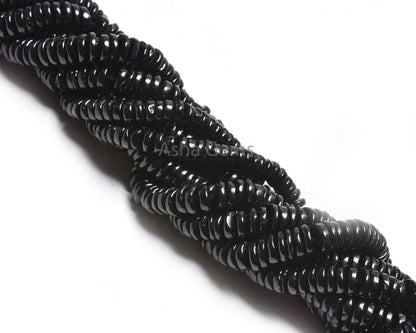 16" Beautiful Natural Black Spinel Smooth Tyre Gemstone Handmade Beads, AAA Spinel Smooth Wheel Shape Beads Jewelry Making Handicraft SALE