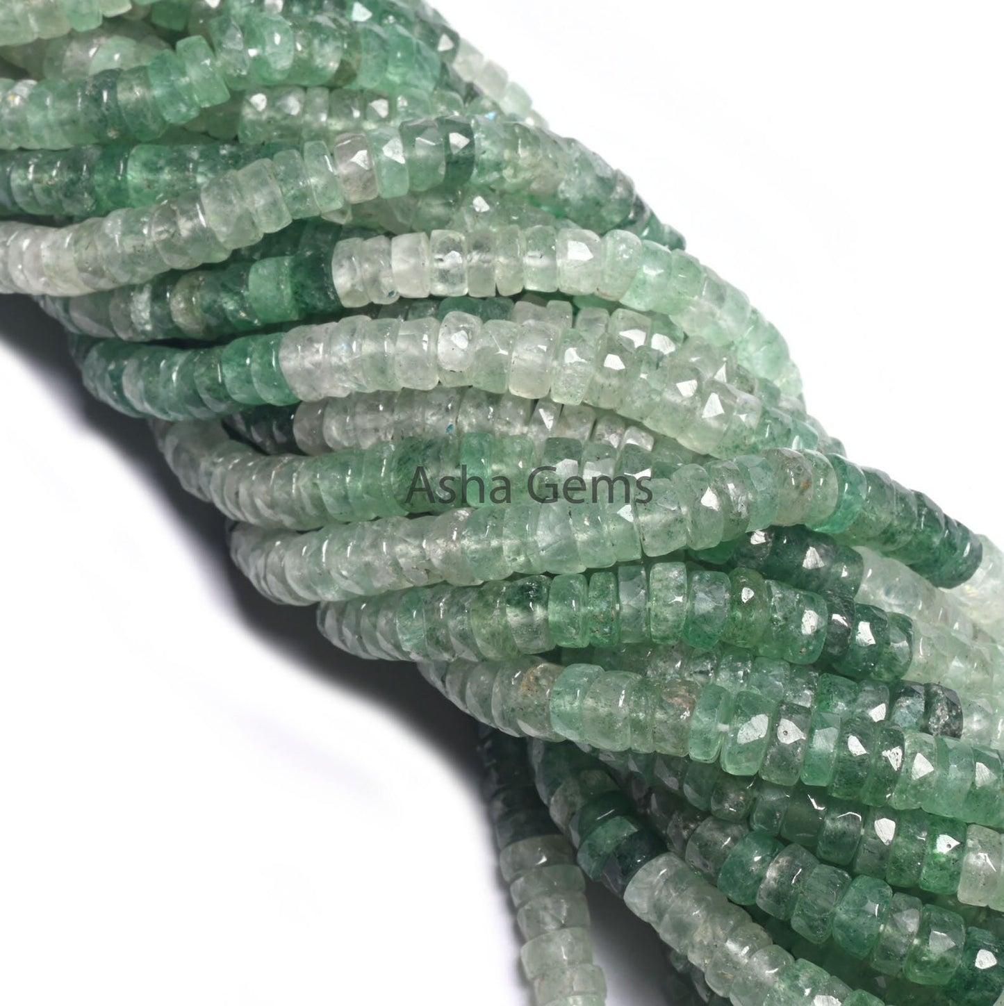 6 mm Beautiful Strawberry Quartz Faceted Flat Tyre Heishi Gemstone Beads, Fine Natural Shaded Green Strawberry Indian Cut Wheel Bead Jewelry