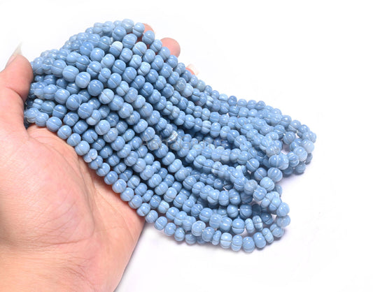 Beautiful Blue Oregon Opal Carved Watermelon Shape Beads, Pigeon Blue Opal Carving Beads, Opal Melon Hand Carve Gemstone Bead Jewelry Crafts
