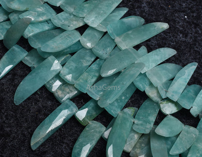 Beautiful Blue Amazonite Faceted fancy Nail Shape Gemstone Beads,8 Inch Strand Natural Amazonite bead, Amazonite Flat Briolettre For Jewelry