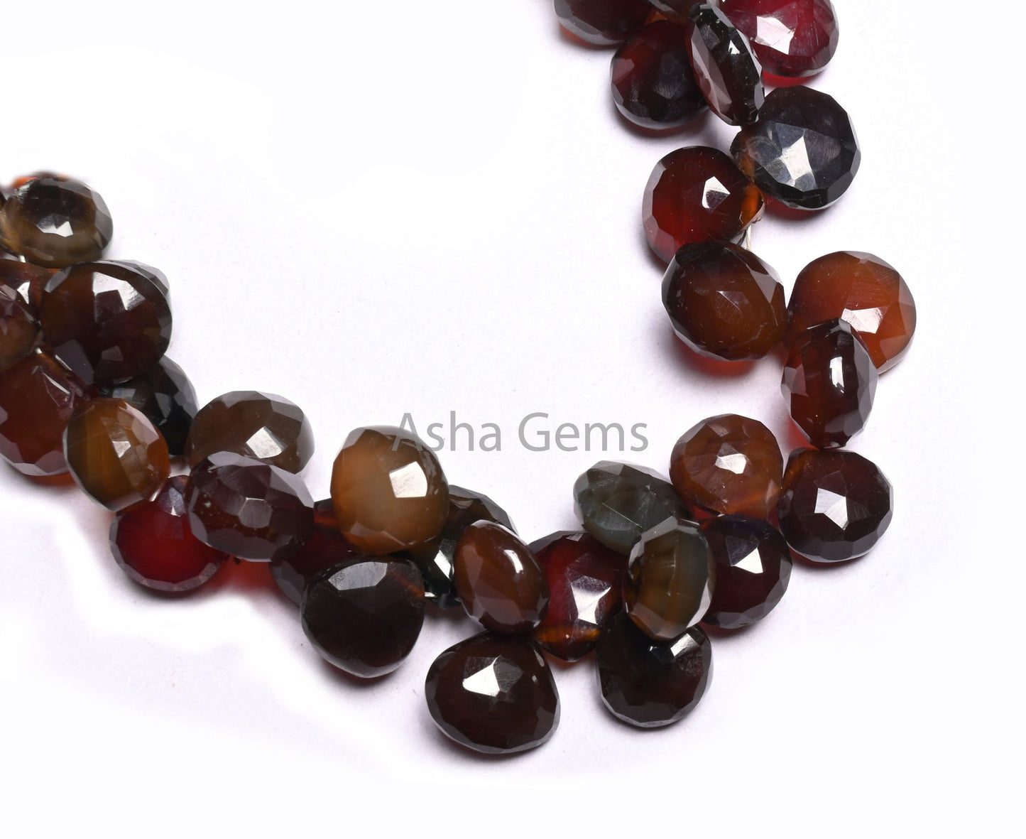 Beautiful Chalcedony Heart Shape faceted Gemstone Bead,7" Multi Maroon Brown Chalcedony Heart Briolette Both Side Loop Side Drill Bead Craft