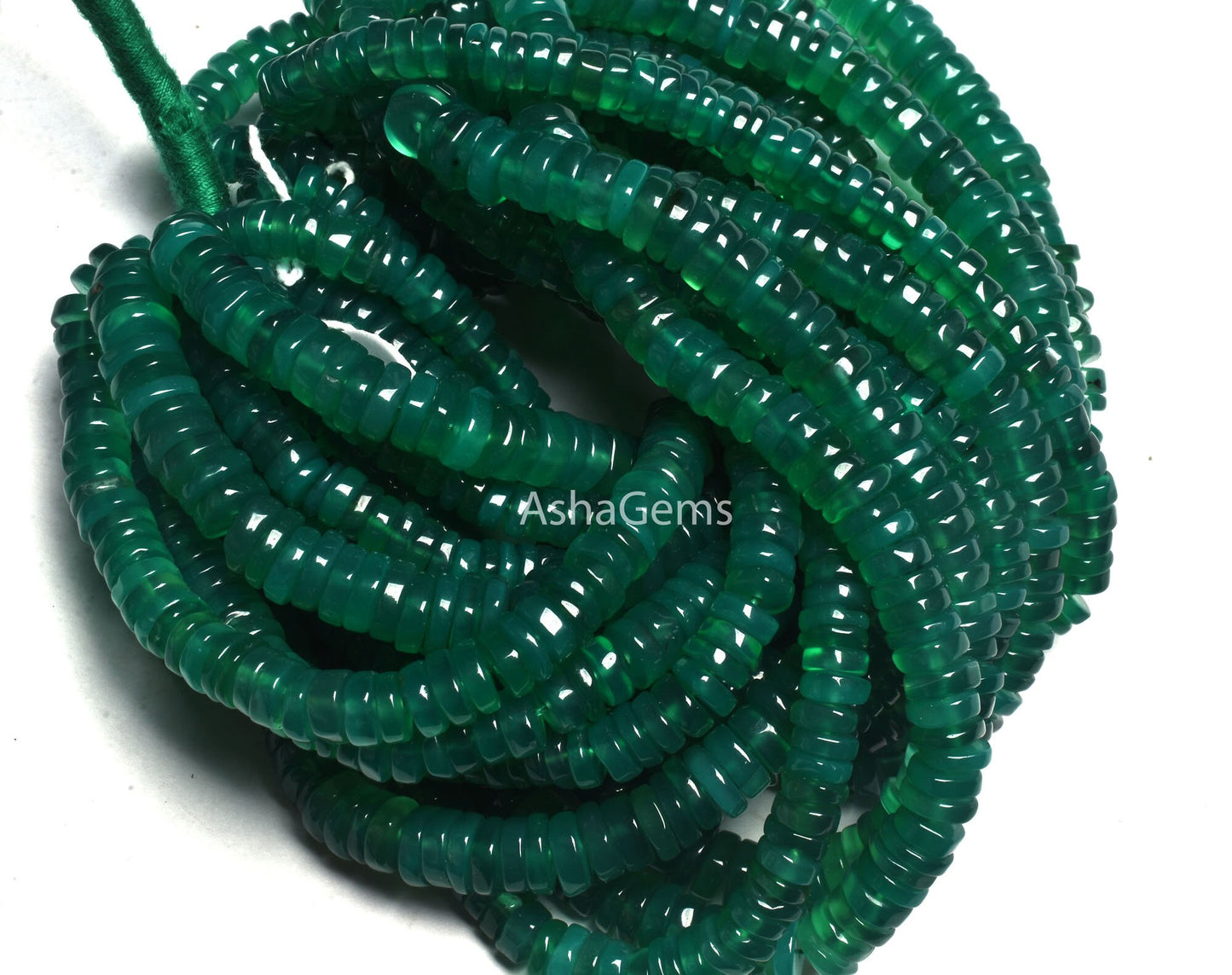 Beautiful Green Onyx Tyre Shape Gemstone Beads, AAA Green Onyx Beads, Onyx Smooth heishi Tyre Beads Green Gemstone Flat Wheel Handmade beads