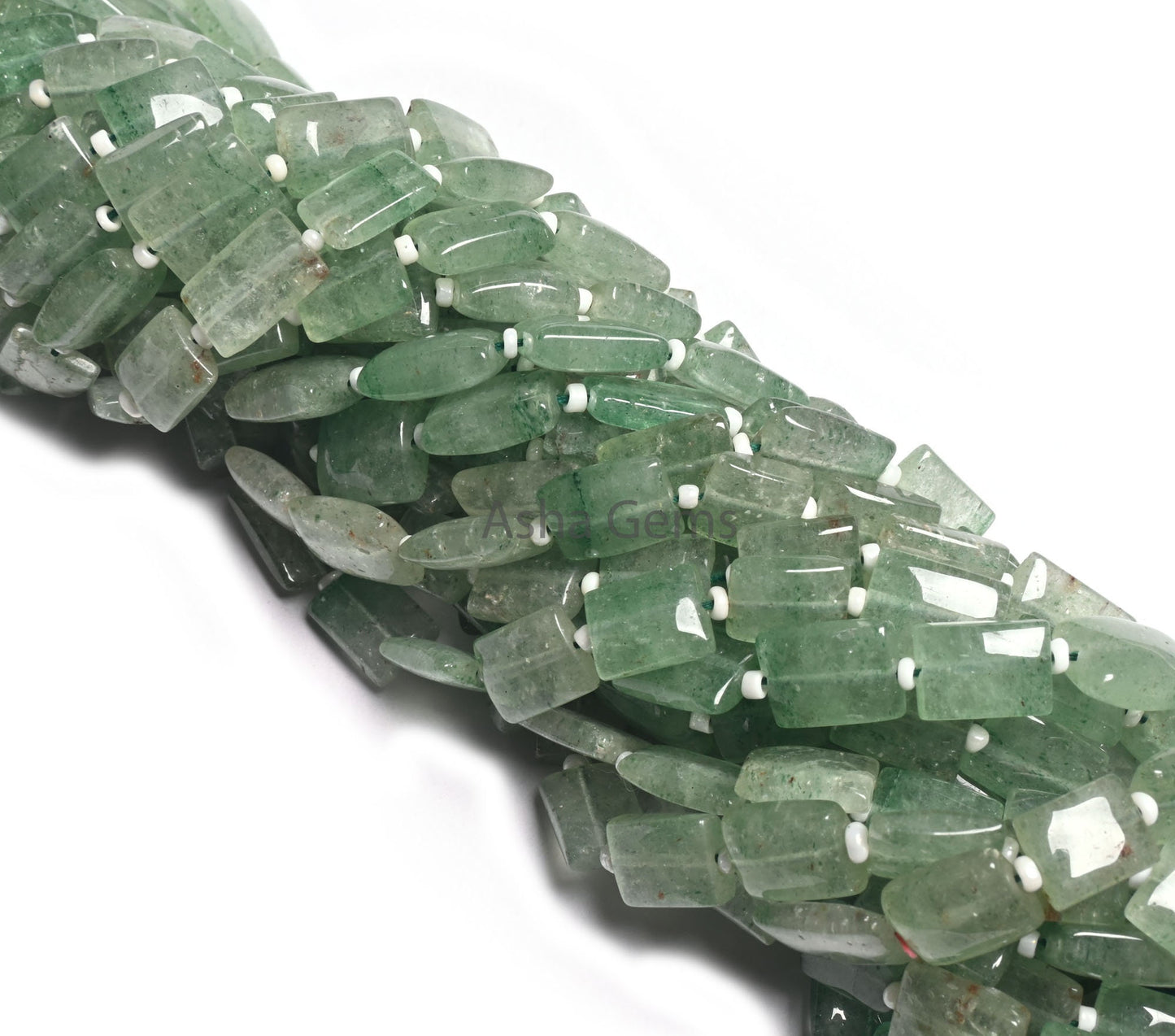 Beautiful Green Strawberry Quartz Rectangle Shape Straight Drill Beads,9"Fine Strawberry Handmade Fancy Chicklet Gemstone Bead Jewelry Craft