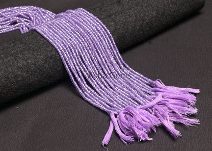 Beautiful Lavender Blue Zircon Micro Cut faceted Beads,3 mm Light Purple Zircon Machine Cut Rondelle Beads,12.5" lavender Cubic Zircon Beads