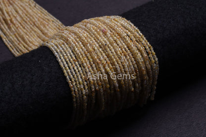AAA Quality Golden Rutile Micro Cut Gemstone beads 2 mm Natural Rutile Machine cut Faceted rondelle beads, Golden Yellow Rutile Bead Jewelry