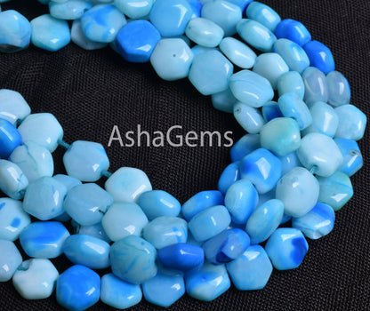 Beautiful Blue Opal fancy Hexagon Shape Gemstone Beads, Shaded Blue Opal Straight Drill beads, Opal handmade beads jewelry Making Craft SALE
