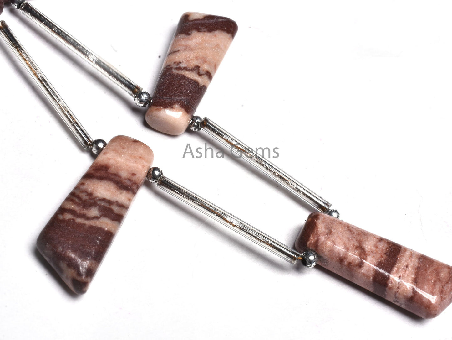 Natural Picture Jasper Smooth Long Slice Gemstone Beads, Brown Jasper Fancy Uneven 7 Shape Side Drill Handmade Beads Jewelry Making Crafts