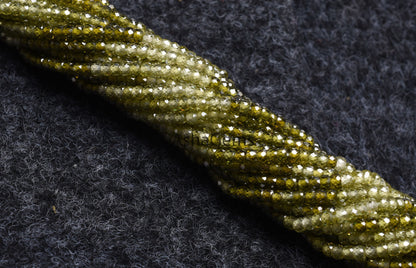 3 mm AAA Green Zircon Faceted Rondelle Beads,13" Strand Shaded Green Zircon machine Cut beads, Hina Green Cubic Zircon Beads Jewelry Crafts