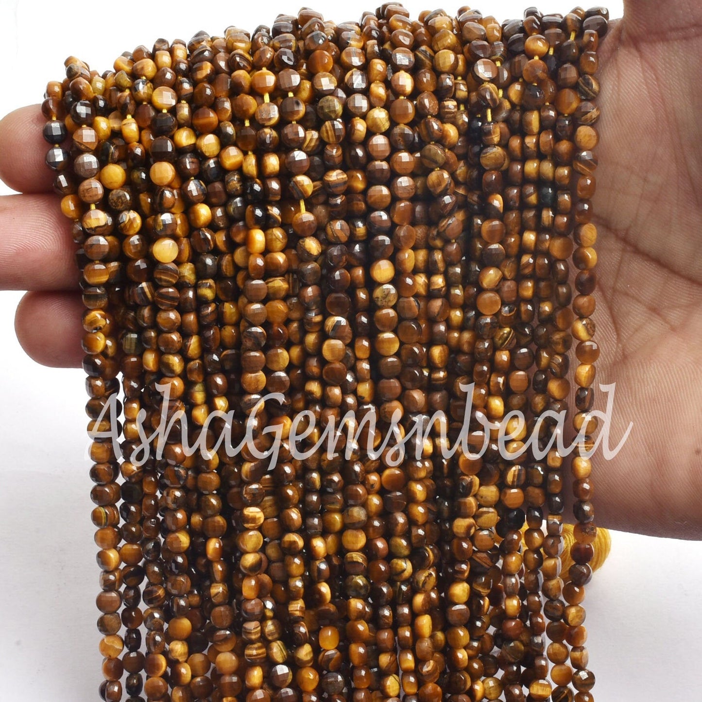 Fine AAA Quality Tiger Eye Tiny Coin faceted Gemstone Beads,4.50 mm Shaded Brown Tiger Machine Cut Coin Briolette Beads Jewelry making Craft