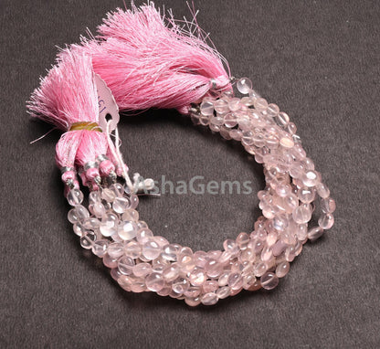 Fine Pink Rose Quartz Smooth Coin Shape handmade Beads,8" Natural Rose Quartz Straight Drill Coin Gemstone Loose Beads Jewelry Making Crafts