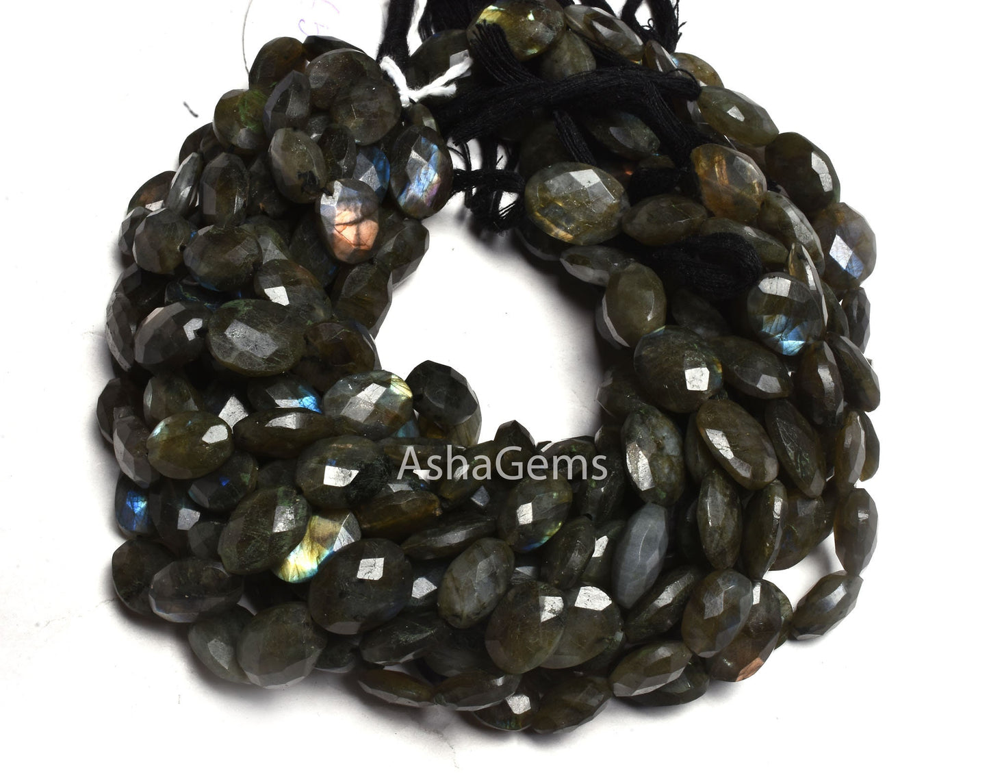 Labradorite Faceted Oval Shape Gemstone Loose Beads,10" Strand Multi Flash Labradorite Oval Beads, Black Rainbow Briolette Beads For Jewelry