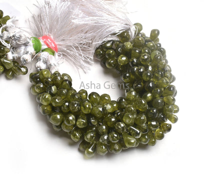 Beautiful Green Vessonite Smooth Teardrop Beads, Natural Vessonite Plain Drops Shape Gemstone Beads Handmade Vessonite Bead For Jewelry SALE