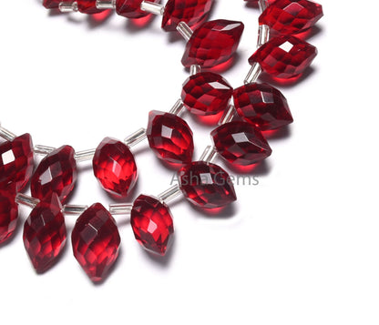 Beautiful Red Quartz Hydro Fancy Barrel Shape Faceted Beads, AAA Red Ruby Color Hydro Fancy Loi Shape Pointed Briolette Beads Jewelry Crafts
