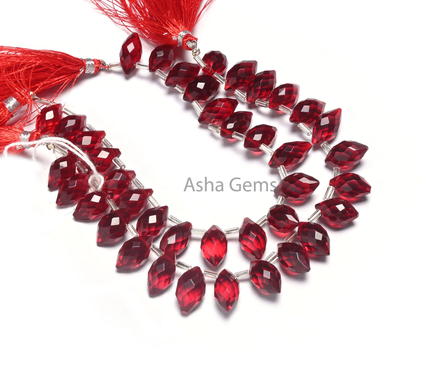 Beautiful Red Quartz Hydro Fancy Barrel Shape Faceted Beads, AAA Red Ruby Color Hydro Fancy Loi Shape Pointed Briolette Beads Jewelry Crafts