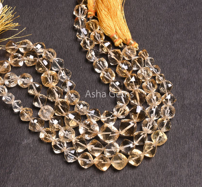 Natural Yellow Citrine Cube Box faceted Beads,8" Fine Quality Citrine Fancy oblique drill Cube Gemstone Beads, Citrine Quartz Beads Jewelry (AG 18542)