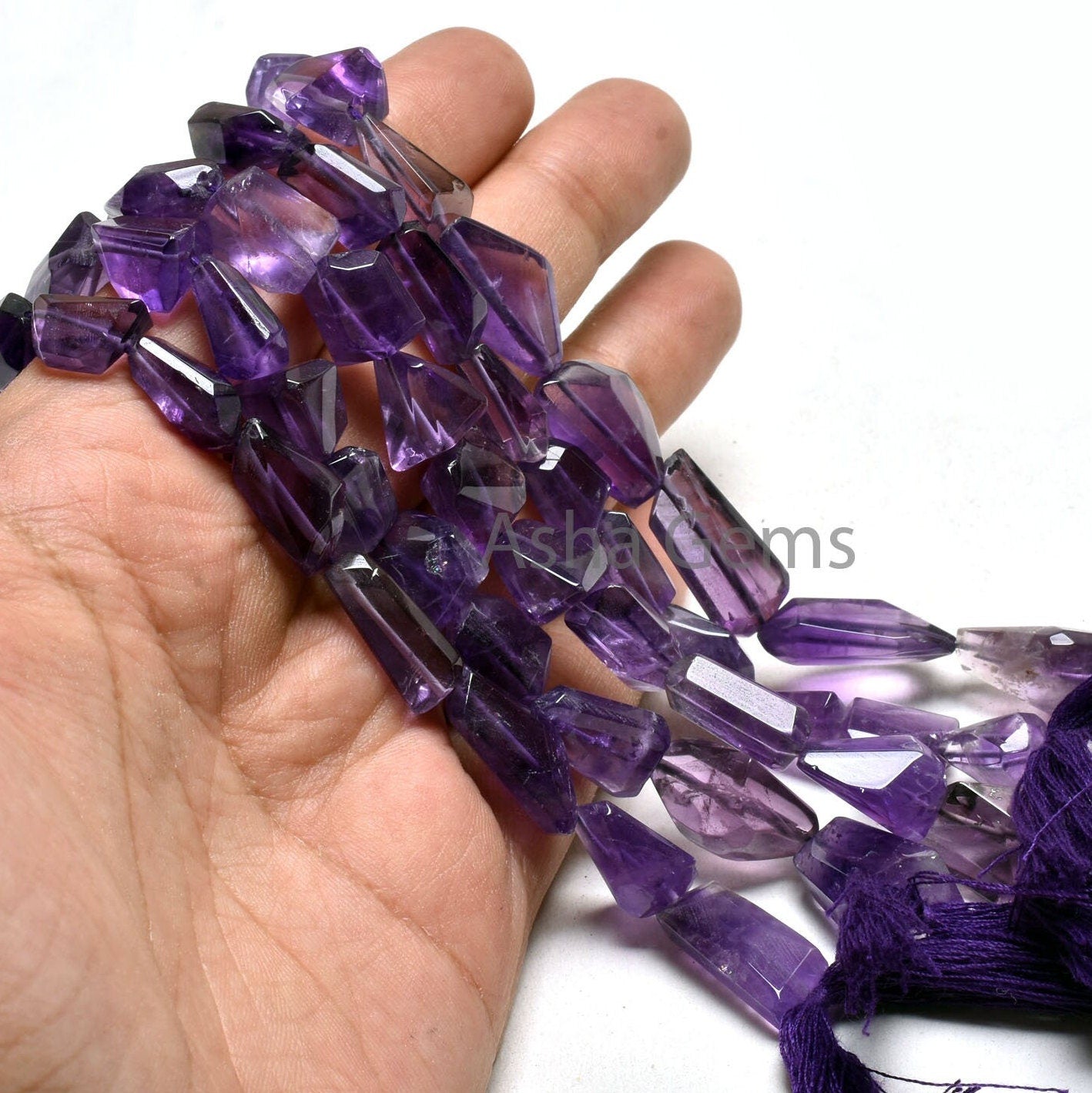 Natural African Amethyst Faceted Nugget Shape Beads,9" Strand Purple Amethyst Handmade Indian Cut Faceted Nugget Gemstone Bead Jewelry Craft (AG 22237)