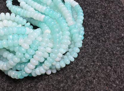 AAA Quality Sky Blue Peru Opal Rondelle Shape Smooth Beads, Beautiful Peruvian Opal Shaded Smooth Gemstone Bead Necklace jewelry Making SALE
