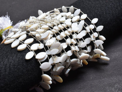 Beautiful White Mother Of Pearl Fancy Marquise Shape Beads, Natural MOP Flat Marquise Side Drill Gemstone Beads Mother Of Pearl Bead Jewelry