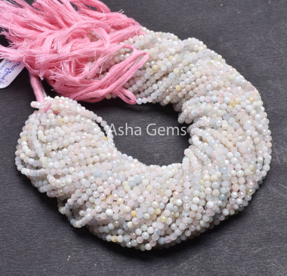 3.5 mm Fine Morganite Quartz Machine Cut Round Ball Beads, Shaded Pink Morganite Quartz Micro Cut Gemstone Roundelle Bead Jewelry Craft SALE