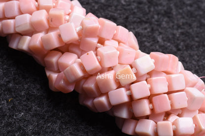 Beautiful Pink Opal Smooth Cube Gemstone Beads,7-8 mm Shaded Pink Opal 3D Cube Box Beads Handmade,9 inch Pink Opal Beads Jewelry Making SALE