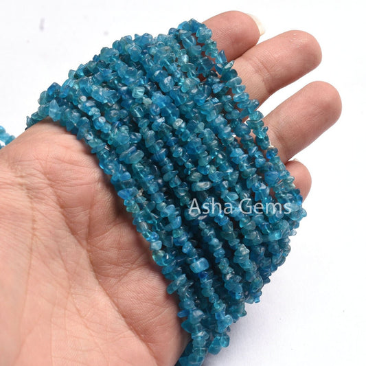 Neon Blue Apatite Uncut Chip Beads,34"Strand Natural Apatite beads, Neon Apatite Smooth Raw Rough Tiny Uneven Gemstone Beads Jewelry Makings
