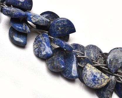 Beautiful Lapis Lazuli Fancy Shape Beads, Natural Blue Lapis Smooth D Shape Beads,6"Strand Lapis plain Handmade Gemstone Half Moon Bead SALE