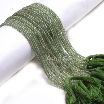 2.50 mm Natural Green Apatite Micro Cut Gemstone Beads, Fine Quality Green Apatite Beads, Apatite Machine Cut Faceted Rondelle Beads Jewelry