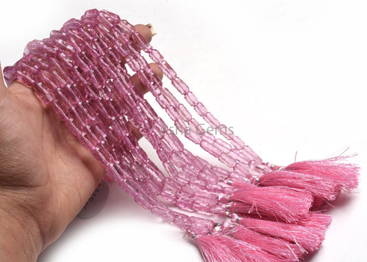AAA Crystal Pink Coated Concave Cut faceted Beads,10"Strand Gemstone Barrel Shape Concave Cut Faceted Straight Drill Bead Jewelry Craft SALE