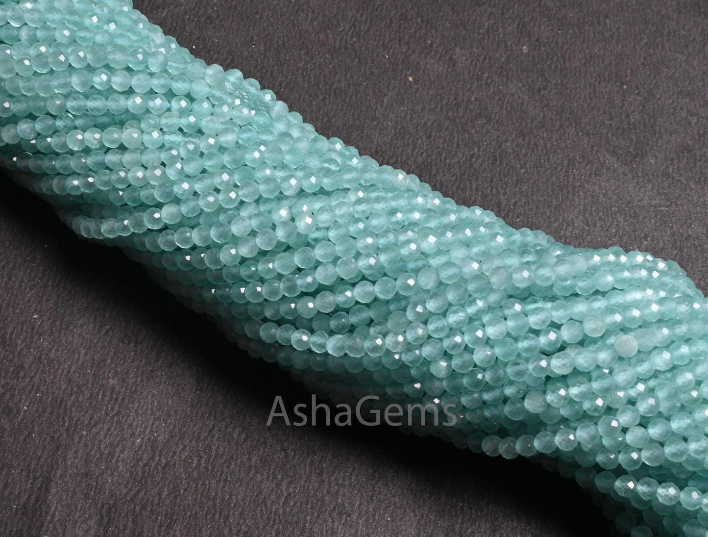 Beautiful Blue Chalcedony Micro Cut Gemstone Beads,3.2mm AAA Quality Aqua Chalcedony Faceted Rondelle Machine Cut Beads Jewelry making Craft