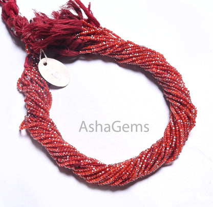 13" Beautiful Zircon Micro Cut Rondelle Faceted Tiny Gemstone Beads,2.5 mm AAA Quality Red Orange Cubic Zircon Machine Cut Bead Jewelry SALE