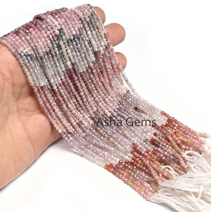 Real Multi Spinel Machine Cut Faceted Gemstone Tiny Beads,2.8 mm natural Spinel Micro Cut Rondelle Beads, Shaded Spinal Beads Jewelry Crafts