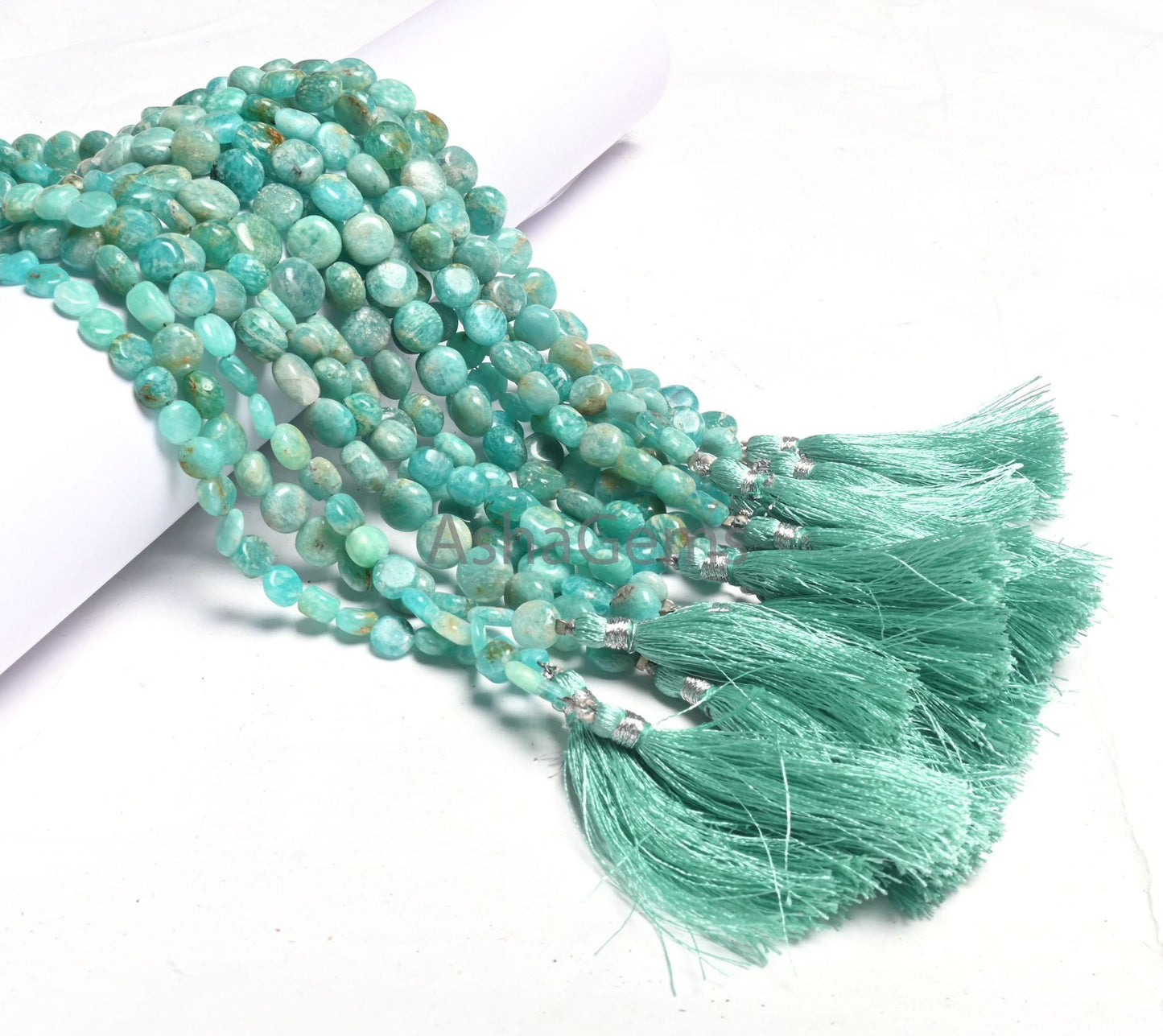 Beautiful Blue Amazonite Smooth Coin Gemstone Loose Beads, natural Blue Amazonite Coin Plain Handmade Straight Drill Bead Jewelry Craft SALE