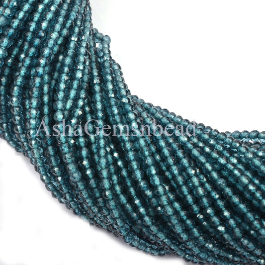 13"Strand Genuine Topaz London BT Coated Micro Cut Rondelle Faceted Gemstone Beads,2mm,Super Fine AAA+ Quality,Faceted Tiny Beads,Jewelry