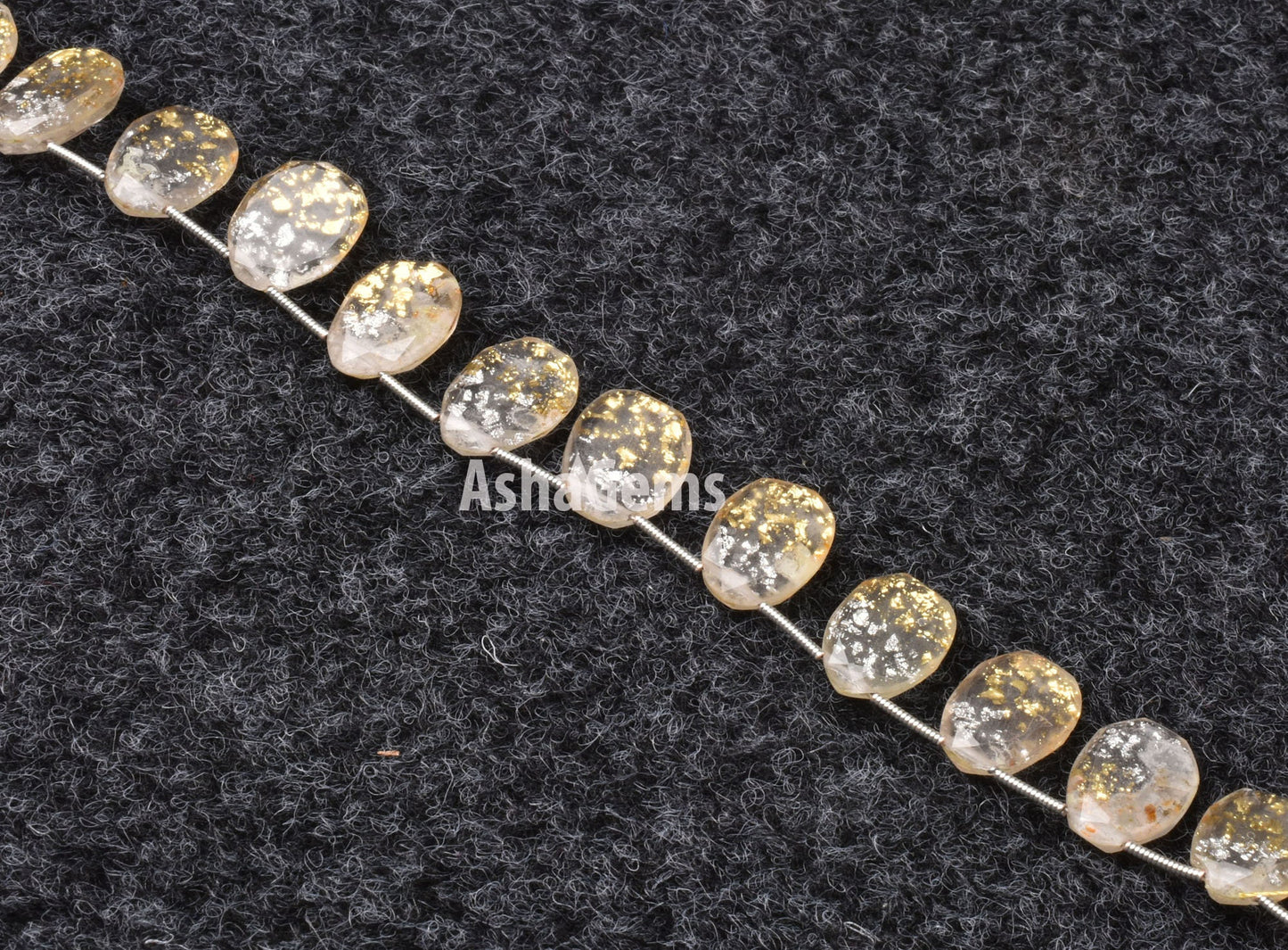 Beautiful Crystal quartz Gold Foil Doublet Fancy Beads, Quartz Faceted Briolette Side Drill Beads, Flat Uneven Shape Bead For Jewelry Making