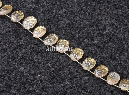 Beautiful Crystal quartz Gold Foil Doublet Fancy Beads, Quartz Faceted Briolette Side Drill Beads, Flat Uneven Shape Bead For Jewelry Making