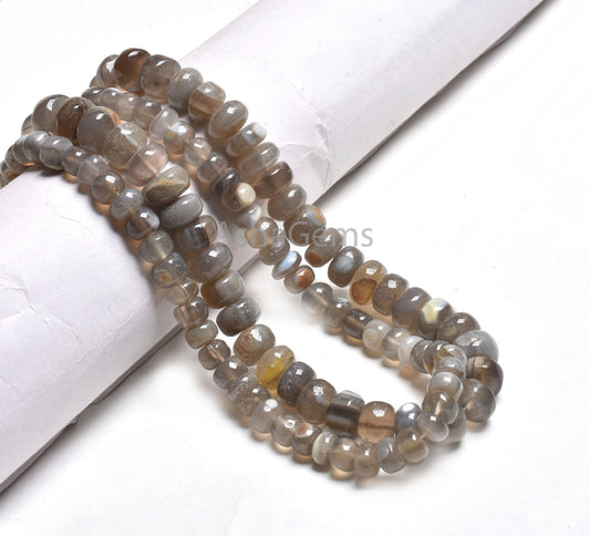 Beautiful Chalcedony Smooth Rondelle Shape Beads,16" Strand Opal Chalcedony Smooth Gemstone Beads Jewelry Making Handicrafts Chalcedony SALE